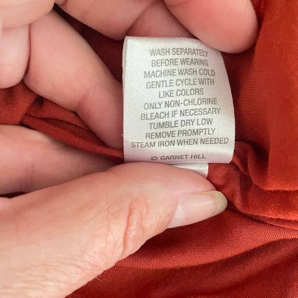 Garnet Hill Kimono Style Dress Viscose Rust Black Print Medium - Picture 6 of 9